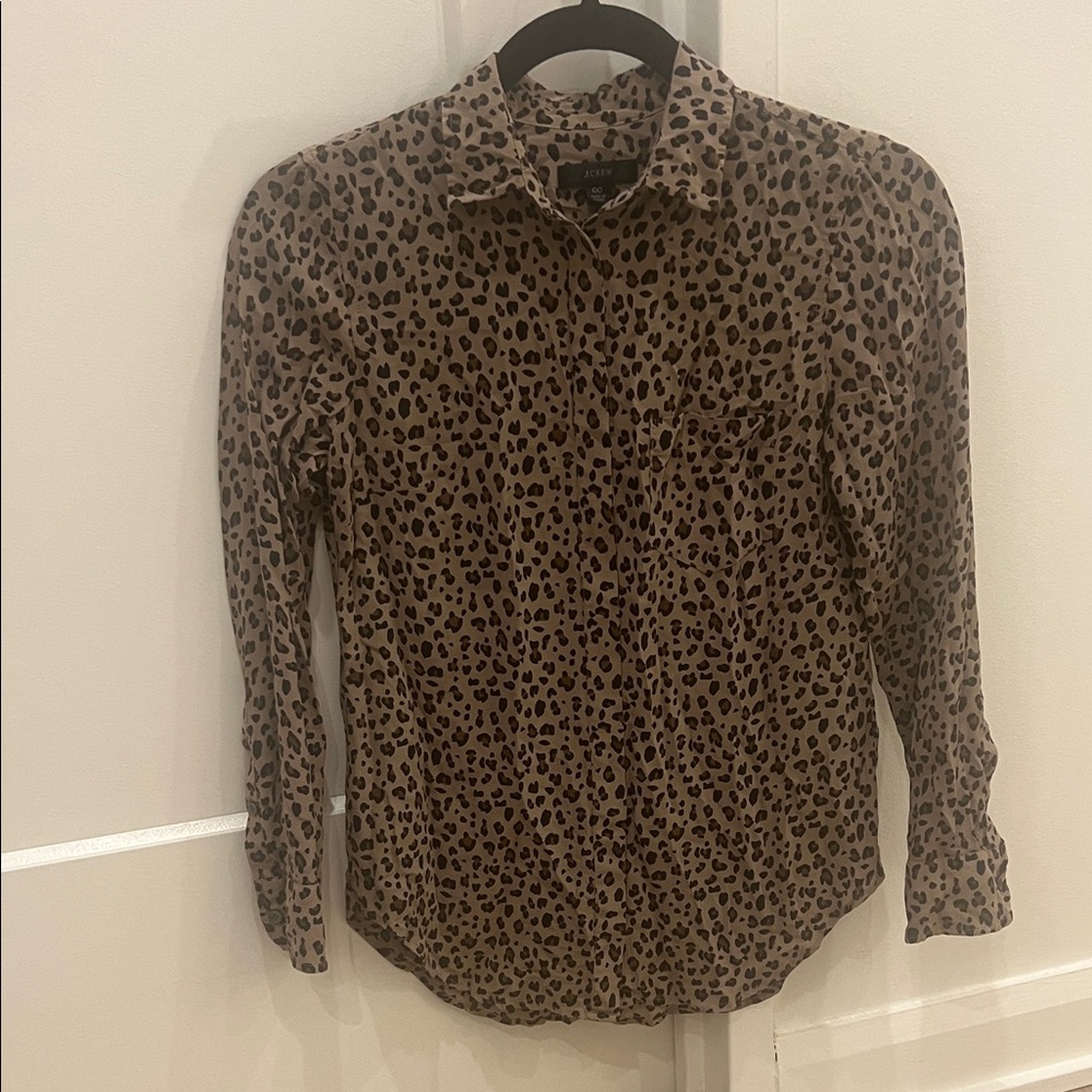 Leopard Print Silk Women’s Shirt
